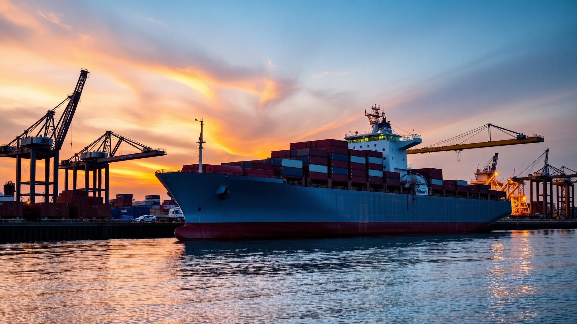 Cargo ship at Dubai industrial port